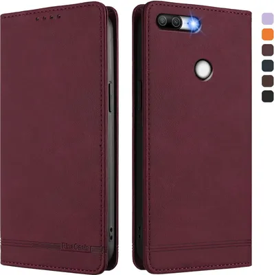 Produktbild von Hülle für Honor 9 Lite, Retro Kunstleder Ständer Klapphülle mit Kartenfächer und Magnetische Rot