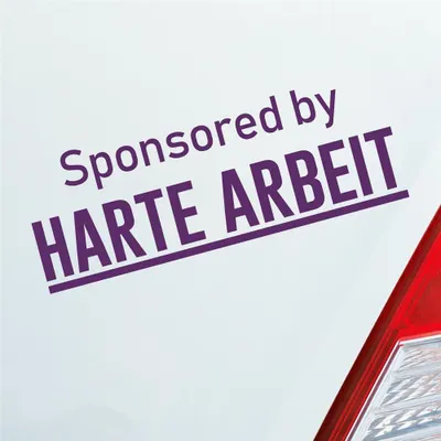 Produktbild von Auto Aufkleber Sponsored by Harte Arbeit Gesponsert Hard 19x7 cm Lila Sticker Heckscheibenaufkleber