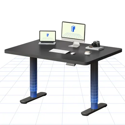 Produktbild von FLEXISPOT CylineX Höhenverstellbarer Schreibtisch 120x80cm mit eleganten abgerundeten Tischbeinen 25mm einteiliger Tischplatte 80 kg Tragkraft Schwarz