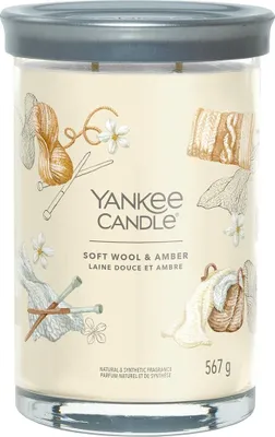 Produktbild von Yankee Candle Soft Wool & Amber, Rund, Weiß, Heliotrop, Sandelholz, Bernstein, Jasmin, Orange, Orange, Maiglöckchen, Vanille, Kaschmirhölzer,..., 100 h, 1 Stück(e)