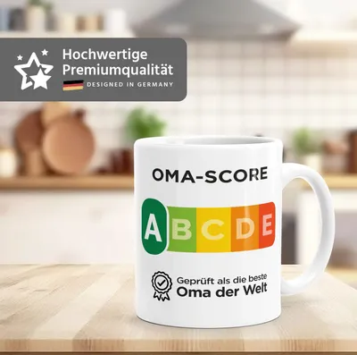Produktbild von Kaffee-Tasse Geschenk Oma/Opa Score  als die/der beste Oma/Opa der Welt Spruch Lustig Moonworks® Oma weiß standard