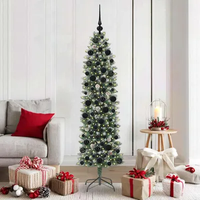 Immagine prodotto di Maison Exclusive - Albero di Natale artificiale slanciato, verde e bianco, 180 cm