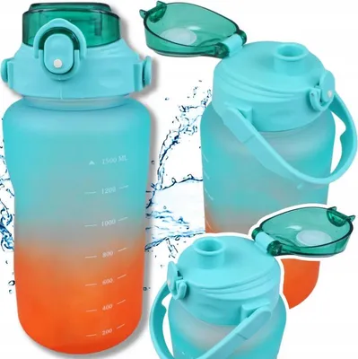 Produktbild von Foxter 2572 Trinkflasche mit Tages-Trinkplan, 1500 ml, schwarz-grün-grau
