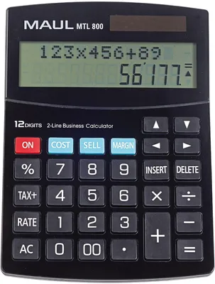Immagine prodotto di Calcolatrice da tavolo MAUL MTL 800 Display LCD 2 righe, 12 cifre Batteria solare 19 x 14 x 3 cm nero
