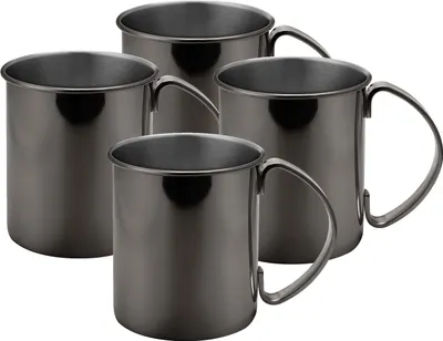 Produktbild von ECHTWERK Moscow Mule Becher Set 4tlg aus Edelstahl, 1000 ml,, Farbe:Schwarz