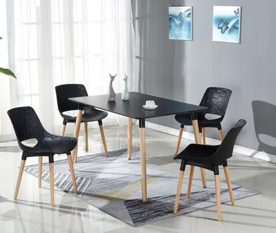 Produktbild von Esstisch >9/170-05< in Schwarz lackiert, MDF - 120x76x80cm (BxHxT)