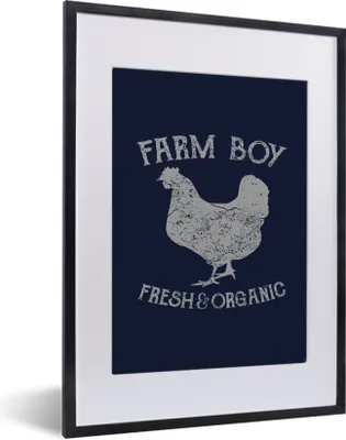 Produktbild von MuchoWow® MuchoWow® Gerahmtes Poster Vintage - Huhn - Bauernhof 30x40 cm - Poster mit zchwarzem Bilderrahmen - Wandposter Schlafzimmer