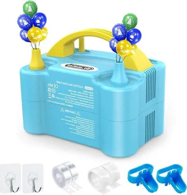Produktbild von Elektrische Ballonpomp 600 W - 2er Mondstück - tragbar - Ballonknoten - Party Dekoration