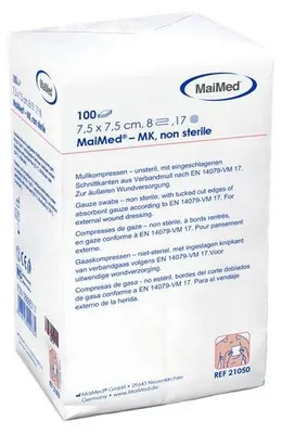 Produktbild von MaiMed Mullkompressen | unsteril | 8-fach | 7,5 x 7,5 cm | 1000 Kompressen