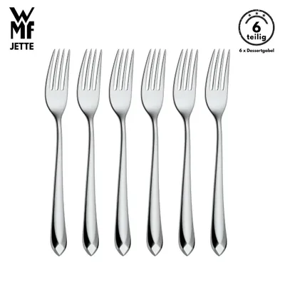 Produktbild von WMF Jette Dessertgabel set, 6 tlg, , 16,5 cm, Cromargan Edelstahl 18/10, spülmaschinengeeignet, ergonomisch, Bestecksets, Dessertbesteck, Gabel