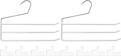 Produktbild von Hosenbügel mehrfach mit 2), 3 Hosenstangen, 5er Set Mehrfachbügel, Weiß