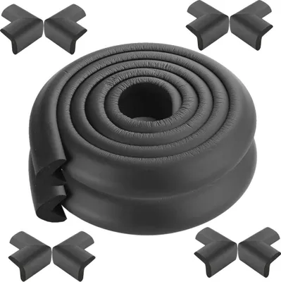 Produktbild von 4 Meter U-Form Kantenschutz und 8 x Eckenschutz-Set, einfach zu installieren, Premium-High-Density-Schaum babyschutz Haushaltswerkzeug für Tisch, Bank und andere Wohnmöbel - Schwarz