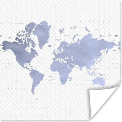 Produktbild von MuchoWow® Poster Weltkarte - Blau - Aquarell 75x75 cm - Wand Dekoration