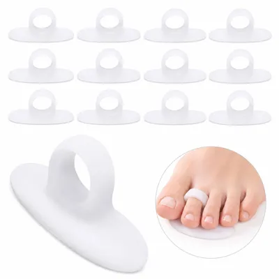 Produktbild von 12x SEBS Gel Zehenspreizer, korrigiert Überlappzehen, Hallux, Hammerzehen sanft, reduziert Druck und Reibung, schützt Fußhaut, wiederverwendbar