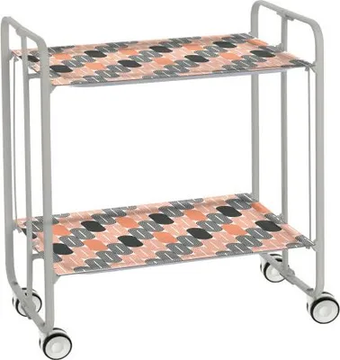 Produktbild von DON HIERRO - Klappbarer Servierwagen BAUHAUS mit Rollen – Metallgestell grau, 2 Ebenen, 4 Positionen