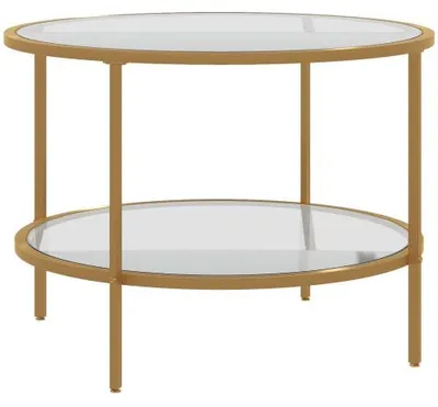 Produktbild von Couchtisch Beistelltisch rund Stahlrahmen Gold 60x60x43 cm Ablage elegant Wohnzimmer Schlafzimmer