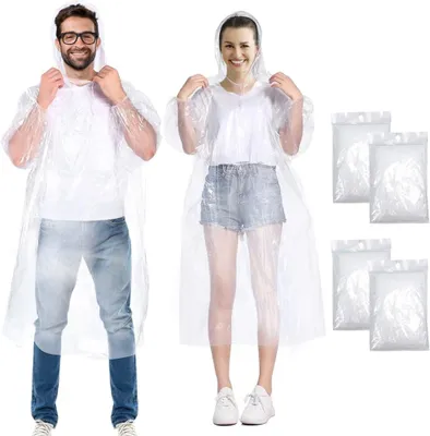 Produktbild von Wasserdichte Regenponchos, 6/10 Stück, 150 cm, Mit Kapuze und Ärmeln, für Outdoor-Aktivitäten