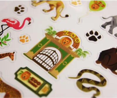 Obrázok produktu pre Nálepka - Zvieratá v ZOO - pozlátená - 7,5 x 10 cm