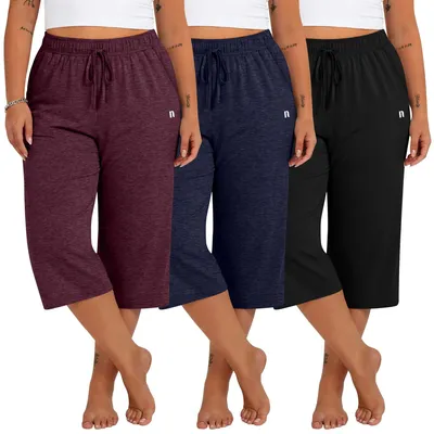Productafbeelding van Solidchoice - Set van 3 Plus Size Dames Capri Broeken met Pockets