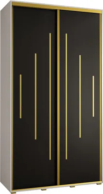 Produktbild von MEBLE KRYSPOL Cannes 12 Schrank mit 2 Schiebetüren - 205,2x130x45 cm - Weiß Schwarz Gold