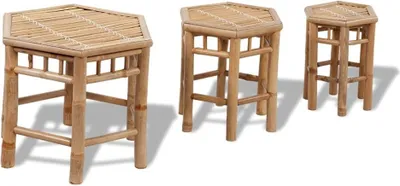 Produktbild von The Living Store Gartenhocker 3 Stk. Bambus