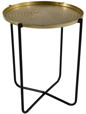 Produktbild von Lesli Living Beistelltisch/Pflanzenstander - gold/schwarz - rund - Metall - 50 cm