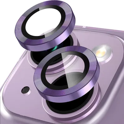 Produktbild von Für Apple iPhone 15 / 15 Plus Schutzglas Kamera Linse Hart Glas H9 Dunkellila
