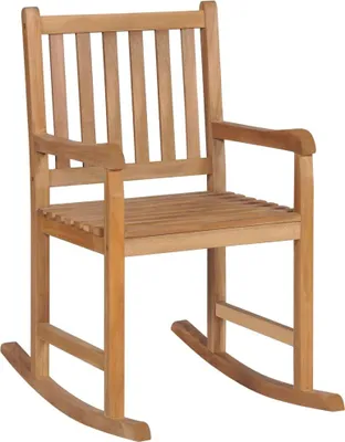 Produktbild von vidaXL Schaukelstuhl mit Cremeweißem Kissen Massivholz Teak