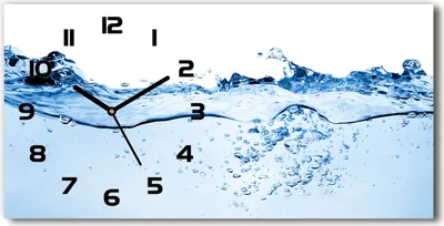 Produktbild von Wanduhr aus Glas – 60x30 cm - Glasbild - Glasuhr - Gehärtetes Glas - schwarze-zeiger - Wasser