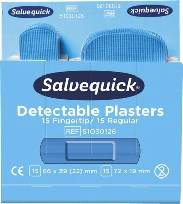 Produktbild von CEDERROTH Salvequick Nachfüllpackung Fingerkuppen-Pflaster blau 6 x 30 Pflaster
