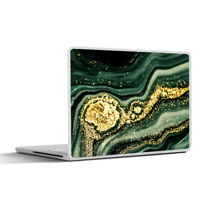 Produktbild von MuchoWow® Laptop Aufkleber Sticker Cover Marmor - Gold - Glitter - Grün - Marmoroptik - Luxus 31x22.5 cm - Laptop-Deko