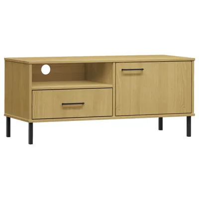 Produktbild von vidaXL TV-Schrank OSLO mit Metallbeinen Braun Massivholz Kiefer