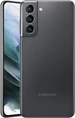 A close-up back view of a Samsung Galaxy S21 smartphone.