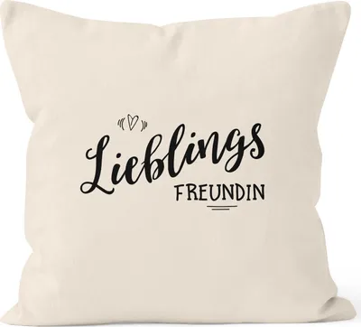 Produktbild von Kissenbezug Lieblingsfreundin Geschenk Kissen-Hülle Deko-Kissen 40x40 natur unisize