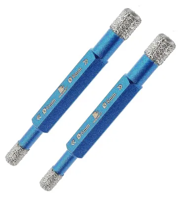 Obrázek produktu pro Dva suché diamantové vrtáky, 6/8 mm, 1/4 palce, 5/16 palce, dvouvrstvé, s šestihrannou stopkou