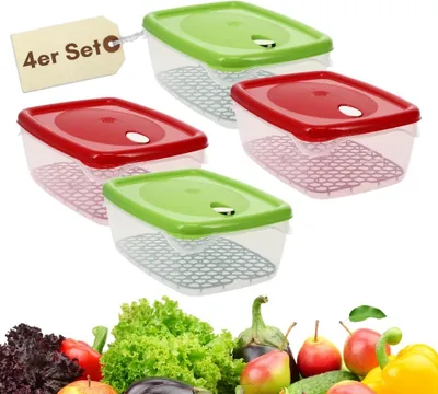 Produktbild von 4er Set Frischhaltedosen mit Deckel Abtropfgitter Küche Dampfventil Aufbewahrungsdosen Kunststoff Vorratsdosen Luftdicht Gefrierdosen 5L