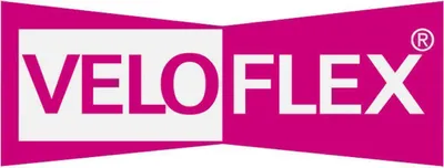 The image shows the VELOFLEX logo with the brand name in white text on a magenta background.