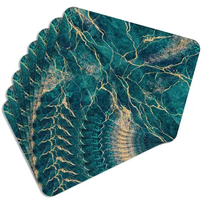 Produktbild von MG Design Set aus 8 Kork-Platzsets - Marble Green - 30 x 40 cm - hitzebeständig & abwischbar, mit Korkrückseite