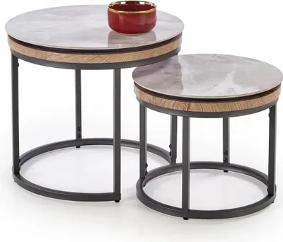 Image de Lot de 2 tables ITAKA en marbre gris/noir