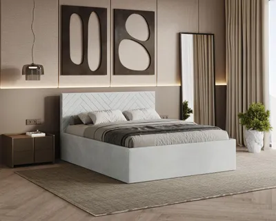 Produktbild von Polsterbett ABETE mit Kopfteil, 180x200 cm, Doppelbett mit Bettkasten und Lattenrost aus Holz, Velourstoff, Farbe: Hellgrau