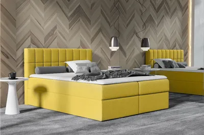 Produktbild von Polsterdoppelbett 140x200 KATE – gelb + GRATIS-Topper