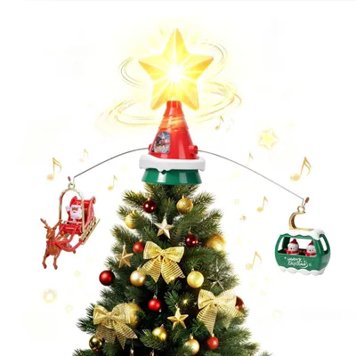 Productafbeelding van Roterende kerstboomster met led, muziek en hangers
