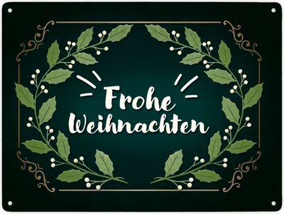 Produktbild von Frohe Weihnachten Mistelzweig Metallschild XXL in 28x38 cm