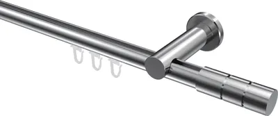 Produktbild von Interdeco Innenlaufstange / Gardinenstange mit Innenlauf Chrom, Typ Platon Elanto (Rillenzylinder), 20 mm Ø 1-läufig, 260 cm