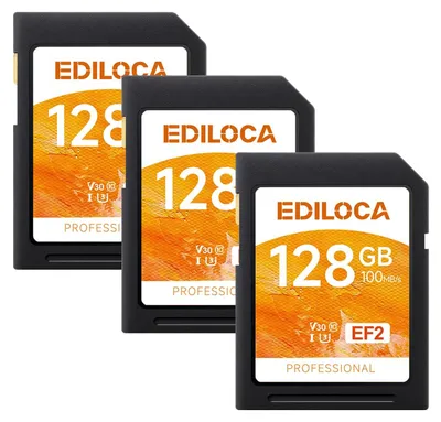 Obrázok produktu pre Solidchoice – 128 GB SD karty – 3 kusy, určené pre profesionálnu fotografiu a videografiu
