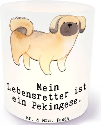 Produktbild von Mr. & Mrs. Panda Kerzenhalter Pekingese Lebensretter - Transparent - Geschenk, Windlicht Glas, Teelichthalter, Peking-Palasthund, Pekinese, Lichtglas