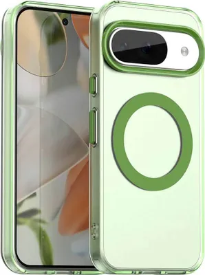 Image de Étui magnétique pour Google Pixel 9 / 9 Pro, étui antichoc fin mat et translucide Vert