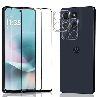 Produktbild von 2-Pack Motorola Moto G67 Power Displayschutzfolie & 2-Pack Kameraschutz - Gehärtetes Glas 9H - Super Qualität 3D
