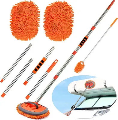 Produktbild von Auto Bürste, Waschbürste, Autowaschbürste mit langem Griff 157cm, Auto-Reinigungsbürste, Orange