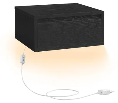 Produktbild von Schwebeschublade schwarz - Wandregal - Holz - max. 50 kg – 35 x 40 x 18 cm